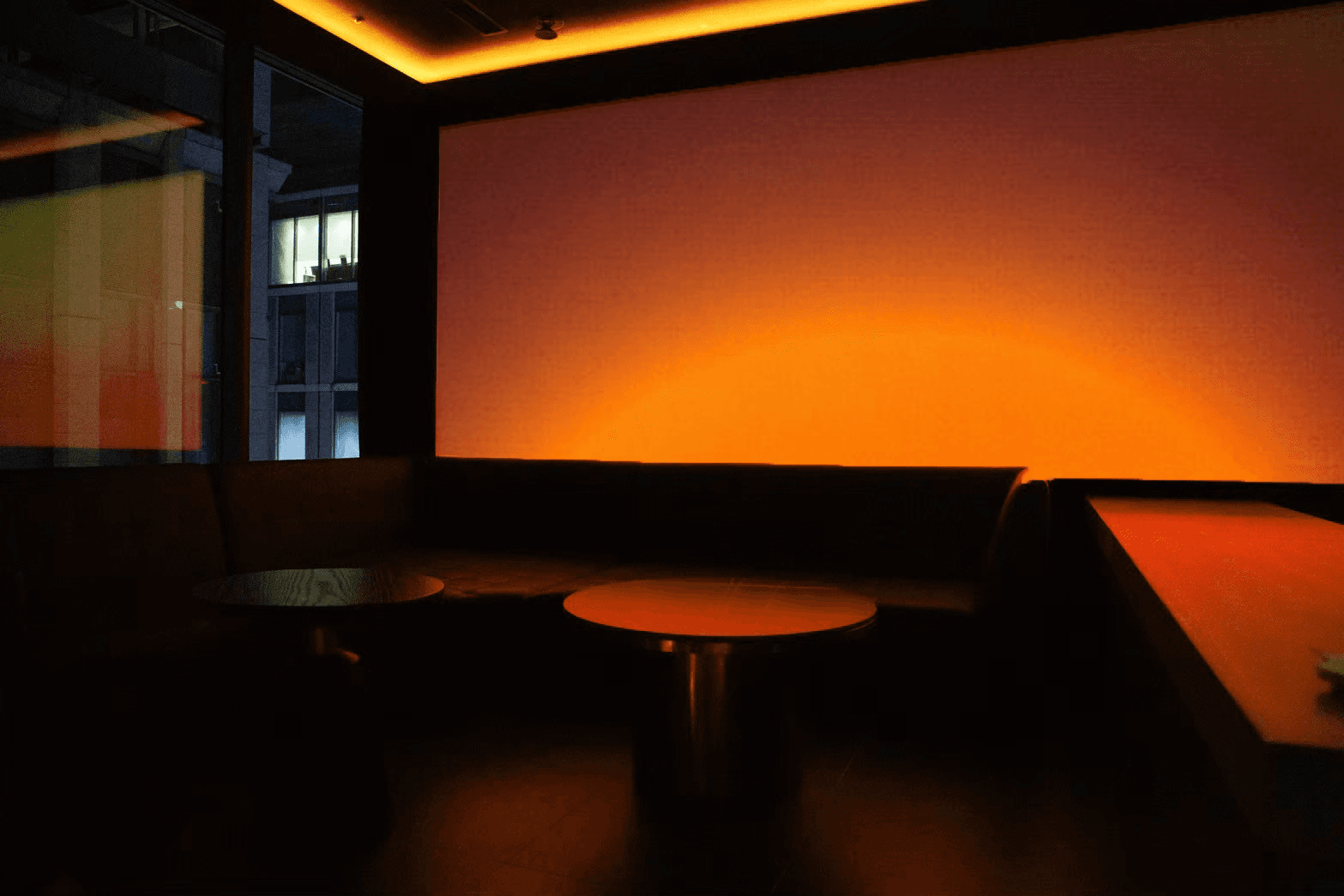 Intimate evening lounge setting